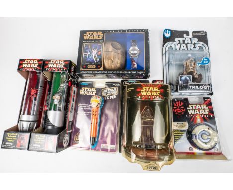 40+ Star Wars collectables from Episode One onwards. Including; 3x Interactive Talking Banks with figures of Qui-Gon Jinn, Ob