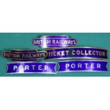 5x British Railways (Eastern Region) totem and fishtail style cap badges by Gaunt, etc (2 unmarked).