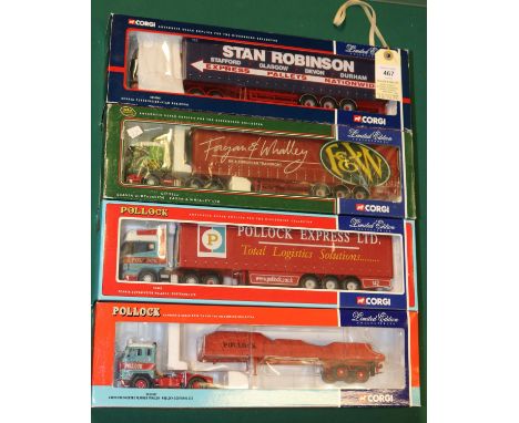4 Corgi Limited Edition Collectables series. Scania Curtainside Pollock (Scotrans) Ltd 76401. Scania Curtainside Stan Robinso
