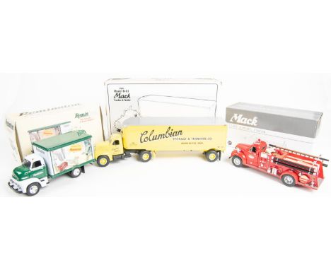 10 First Gear 1:34 scale Trucks. 1953 Ford 'Straight Truck' (box van), Remington Squirrel. 2x 1960 B-Model Pumper, TONKA and 