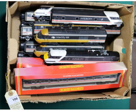 19x OO gauge Intercity cars by Hornby and Lima. Including; 2x powered Intercity 125 driving cars, 2x non-powered driving cars