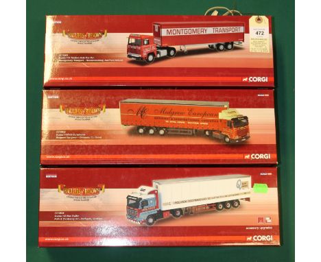 3 Corgi Hauliers of Renown series. Scania 143 Box Trailer, Pollock (Scotrans) Ltd Bathgate Scotland CC14806. Scania 113/143 C