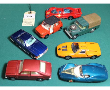 7x Corgi Toys. A boxed Porsche 917 (385). Land Rover. Mercedes-Benz 350SL. Chevrolet Astio 1. Morris Marina 1.8. Mercedes-Ben