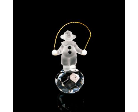 Frosted clown standing atop a clear crystal ball with rope in hand. Swarovski Ebeling &amp; Reuss logo backstamp. This item h