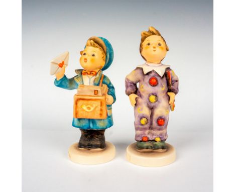 Hand painted in matte finish modeled as young working boys. M. I. Hummel impressed backstamp. Goebel backstamp. Carnival figu