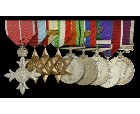 A Second War ‘Italy operations’ M.B.E. group of nine awarded to Major A. J. Hill, Royal Electrical and Mechanical Engineers, 