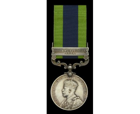 India General Service 1908-35, 1 clasp, North West Frontier 1935 (5496090 Pte. R. Barham. Hamps. R.) minor edge bruise, good 