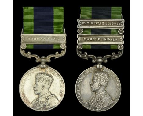 India General Service 1908-35 (2), 1 clasp, Mohmand 1933 (9839 Sep. Timku, 3-14 Punjab R.); 2 clasps, Mahsud 1919-20, Waziris