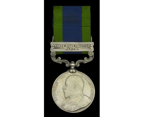 India General Service 1908-35, 1 clasp, North West Frontier 1908 (2395 Corpl. E. Hall 1st. R. War R.) initial officially corr