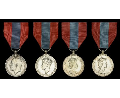 Imperial Service Medal (4), G.V.R., Circular issue, 1st ‘coinage head’ issue (Christmas John Crow.) in case of issue; G.VI.R.