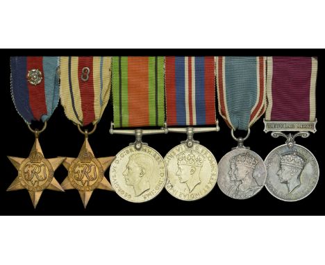 Six: Warrant Officer Class III W. Wood, Green Howards  1939-45 Star; Africa Star, with 8 emblem on riband; Defence and War Me