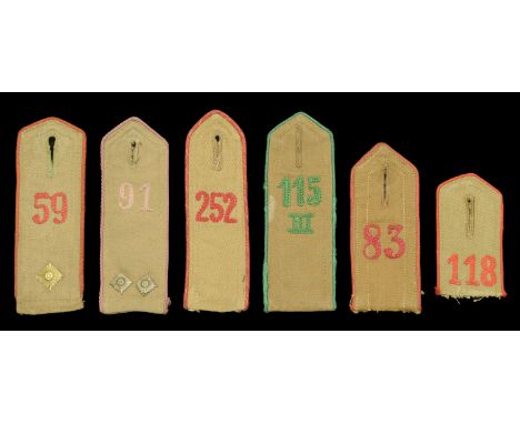German Second World War Hitler Youth Shoulder Boards. Comprising Brown centred for summer blouse. 115 III very small 118 stan