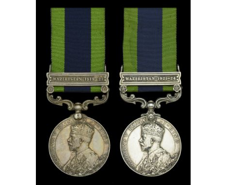 India General Service 1908-35, 1 clasp (2), Waziristan 1919-21 (7815248 Pte. J. Guthrie, M.G.C.); Waziristan 1921-24 (3590470