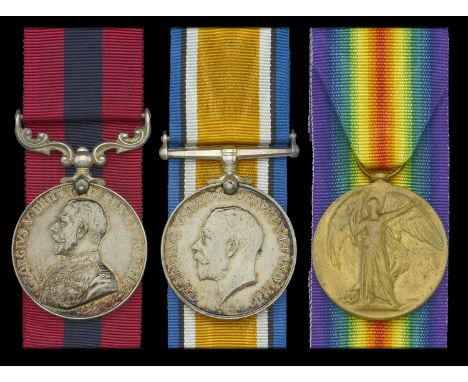 A fine Great War ‘Palestine Campaign’ stretcher-bearer’s D.C.M. group of three awarded to Private W. Penlerick, 1/4th Battali