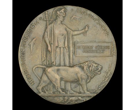 Memorial Plaque (Herbert George Pankhurst) some polish residue, very fine £80-£100  ---  Herbert George Pankhurst served as a