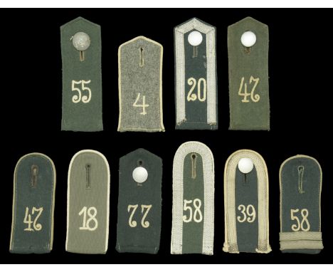 German Second World War Infantry Shoulder Boards. Comprising Slip-on, Regiment 47 M.36. Slip-on Regiment 58 with NCO stripes.