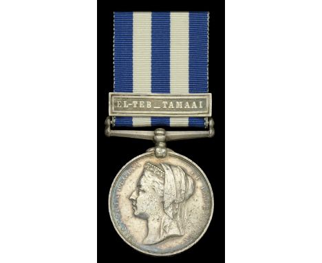Egypt and Sudan 1882-89, undated reverse, 1 clasp, El-Teb_Tamaai (1826 Pte. M. G. Lane. 10th Hussars) obverse pitting from st