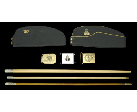 Staffordshire Militaria. A selection of Staffordshire militaria comprising an Officer’s side cap and another side cap; 3x oth