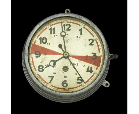 A German Second World War Kriegsmarine Junghans Bulkhead or Office Clock. A nice condition Junghans produced clock having ste