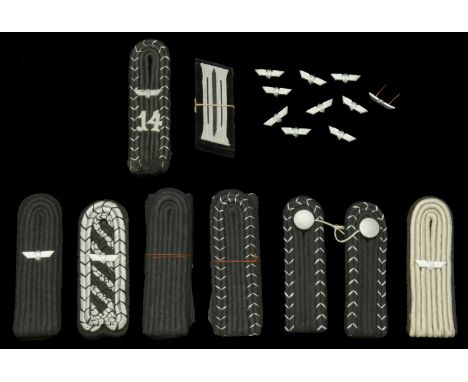 German Second World War Bahnschutz Insignia. Comprising 3 matched pairs of Bannschutz shoulder boards with 4 singles, all of 