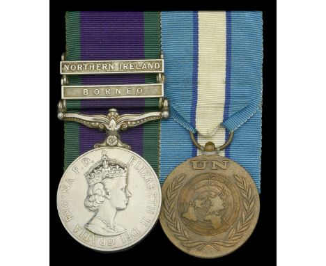 Pair: Private C. G. Dormon, Royal Hampshire Regiment  General Service 1962, 2 clasps, Borneo, Northern Ireland (23879561 Pte.