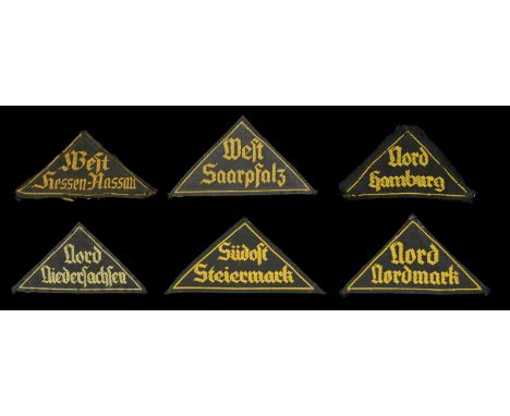 German Second World War Hitler Youth DJ Arm Gebiet (Area) Patches. Comprising Patches for Nord Nordmark; Nord Niedersachsen; 