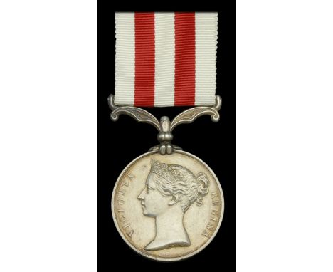 The Indian Mutiny Medal awarded to Captain J. H. St. John, 92nd Highlanders, who served on the Staff of Major General Michel 