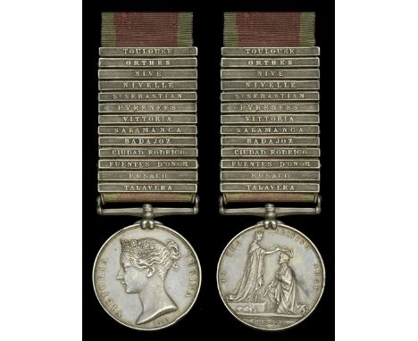 Military General Service 1793-1814, 13 clasps, Talavera, Busaco, Fuentes D’Onor, Ciudad Rodrigo, Badajoz, Salamanca, Vittoria