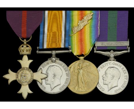 An inter-War ‘South Persia operations’ O.B.E. group of four awarded to Lieutenant-Colonel W. B. White, Commanding Officer, 39