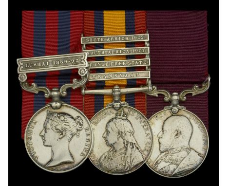 Three: Colour-Sergeant R. Burns, King’s Royal Rifle Corps   India General Service 1854-95, 1 clasp, Lushai 1889-92 (3996 Lce.