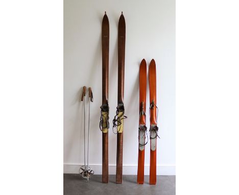 Two pairs of Vintage Skis one retailed by Lillywhites in Piccadilly&nbsp;