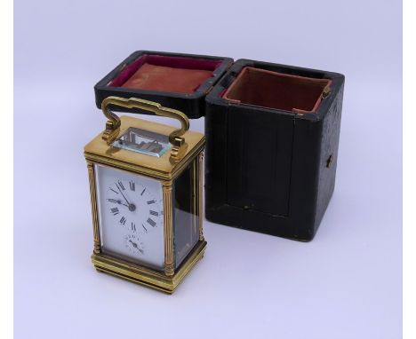 A 19th cent Carriage clock with original case&nbsp;