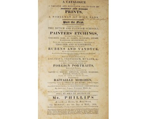 ° ° Early 19th century Auction Catalogue - Mr. Phillips [the auctioneer] - A Catalogue of a Valuable and Extensive Collection