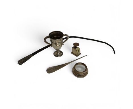 A small George V silver two handled presentation replica trophy cup, with engraved inscription relating to the 1933 Monte Car