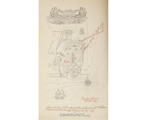 ° ° Stevenson, Robert Louis  - Treasure Island, 1st edition, 1st issue, half-title, map frontispiece, 4pp. advertisements, 8v