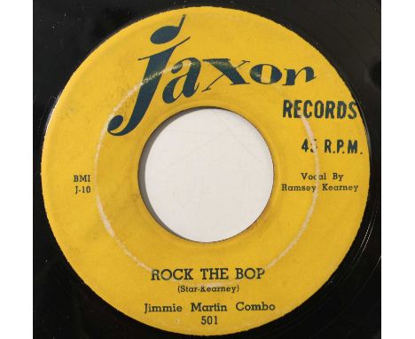 JIMMIE MARTIN COMBO - ROCK THE BOP 7" (ROCKABILLY - JAXON 501). A chilled, rockabilly groover 7" by Jimmie Martin Combo - Roc