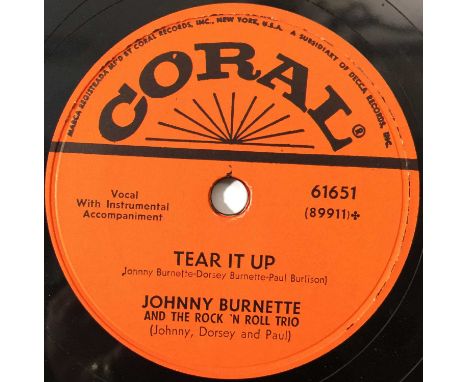 JOHNNY BURNETTE - TEAR IT UP - ORIGINAL US 10" 78RPM RECORDING (CORAL 61651). Impossibly rare and stunning condition original