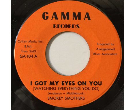 SMOKEY SMOTHERS - I GOT MY EYES ON YOU 7" (BLUES - GAMMA GA-104). A fabulous harmonica led slice of Chicago blues by Smokey S