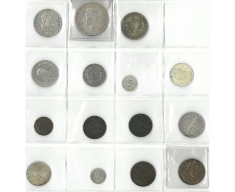 World Coins: South Africa Crown 1947, Halfcrown 1942, 1932, Switzerland 5 Francs1932, 2 Francs 1948, 1944, Half Franc 1946USA