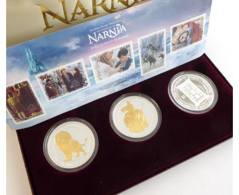 New Zealand, 3-Coin Silver Proof Set 2006 'The Chronicles of Narnia' celebrating the New Zealand film industry &amp; comprisi