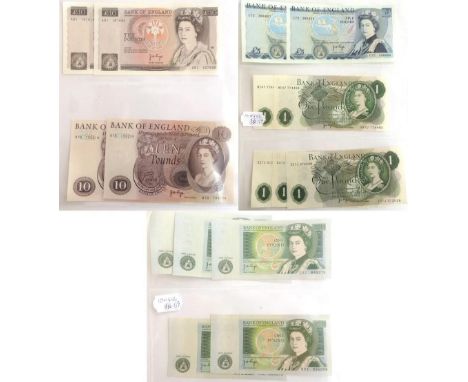 Bank of England, a Collection of 16 Notes with J B Page Signature comprising: 2 x £10 - series ''C'' Portrait Issue consecuti