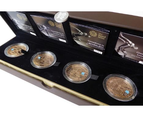 'Countdown to London,' a Set of 4 x Gold Proof £5 Coins Dated 2009, 2010, 2011 &amp; 2012 issued to commemorate 2012 XXX Olym