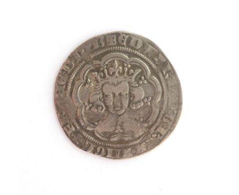 Edward III Groat, 4th coinage (1351-77) pre-Treaty period, London Mint, mm Cross 1, Lombardic m &amp; closed C &amp; E, full,