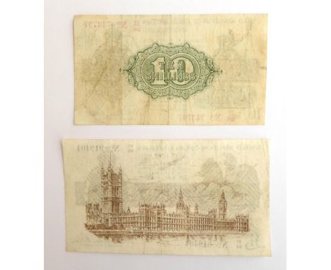 2 x Treasury Notes comprising: £1, Second Warren Fisher Issue (February 1923), serial No. B1/52 919404, very light vertical c