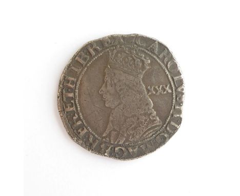 Charles II Hammered Halfcrown, 3rd issue with inner circles &amp; mm crown on both sides; light scratches &amp; contact marks