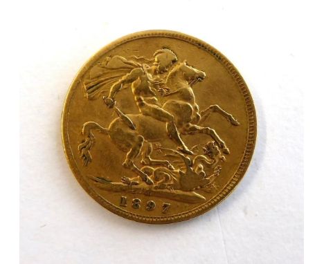 Victoria Sovereign 1897M, light contact marks, good edge, VG to AFine 