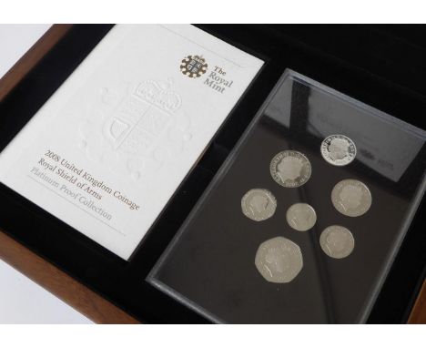 Platinum Proof Set 2008, 7 coins comprising £1, 50p, 20p, 10p, 5p, 2p &amp; 1p with 'Royal Shield of Arms' revs, Queen's port