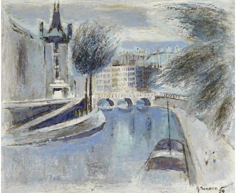 Gerard Sekoto (South African, 1913-1993)View of Paris, La Seine signed and dated 'G Sekoto/ 59' (lower right)oil on canvas 48