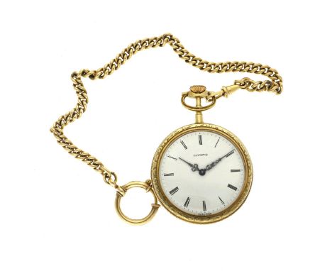 Olympic - Men's pocketwatch. Case: goldplated (14 kt.) - chain: steel - manual winding - condition: good - diameter: 44 mm - 