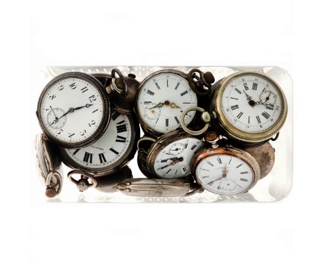 Lot silver and steel pocketwatches. Case: zilver and steel - manual winding - condition: decent - plexiglass - the pocketwatc